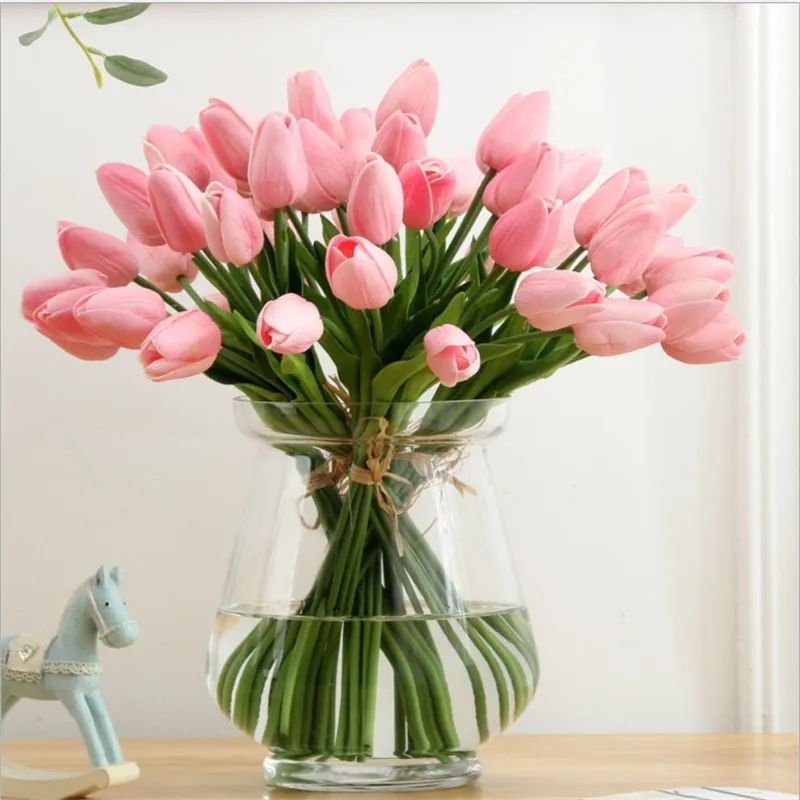 36cm-Artificial-Flower-PU-Tulip-Wedding-Home-Decoration-Fake-Flower-Vase-Flower-Arrangement (3)